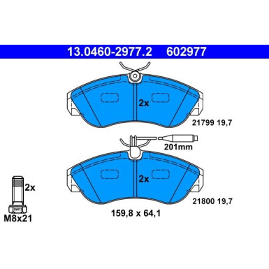 ATE Bremsbelagsatz, Scheibenbremse 13.0460-2977.2 ATE Bremsbelagsatz, Scheibenbremse 13.0460-2977.2