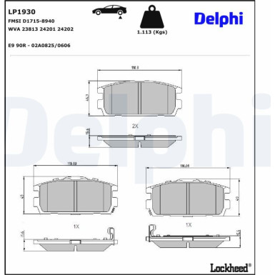 Delphi Bremsbelagsatz, Scheibenbremse LP1930 Delphi Bremsbelagsatz, Scheibenbremse LP1930