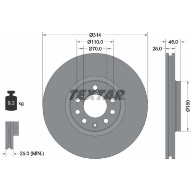 Textar Bremsscheibe PRO 92118803 Textar Bremsscheibe PRO 92118803