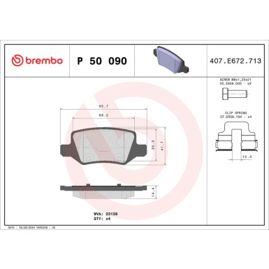 Brembo Bremsbelagsatz, Scheibenbremse PRIME LINE P 50 090
