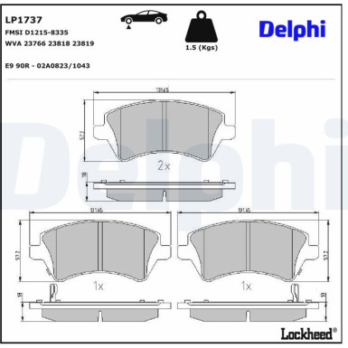 Delphi Bremsbelagsatz, Scheibenbremse LP1737