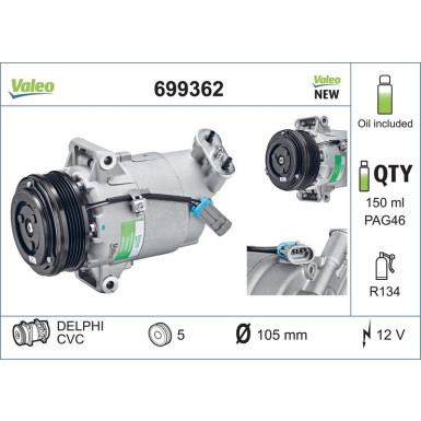 Valeo Kompressor, Klimaanlage VALEO CORE-FLEX 699362