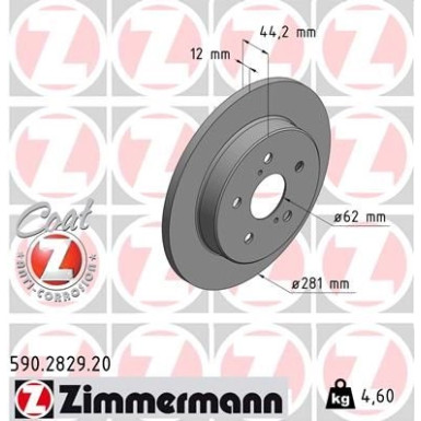Zimmermann Bremsscheibe Coat Z 590.2829.20 Zimmermann Bremsscheibe Coat Z 590.2829.20