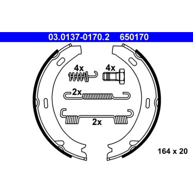 ATE 03.0137-0170.2 Bremsbackensatz, Feststellbremse mit Zubehör ATE 03.0137-0170.2 Bremsbackensatz, Feststellbremse mit Zubehör