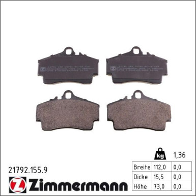 Zimmermann Bremsbelagsatz, Scheibenbremse pb:z 21792.155.9