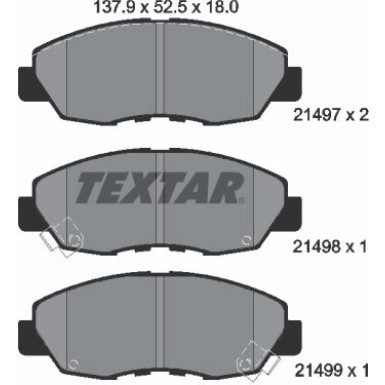 Textar Bremsbelagsatz, Scheibenbremse 2149701 Textar Bremsbelagsatz, Scheibenbremse 2149701