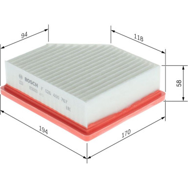 Luftfilter F 026 400 767 Luftfilter F 026 400 767