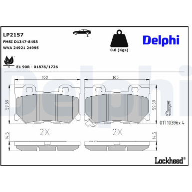 Delphi Bremsbelagsatz, Scheibenbremse LP2157 Delphi Bremsbelagsatz, Scheibenbremse LP2157