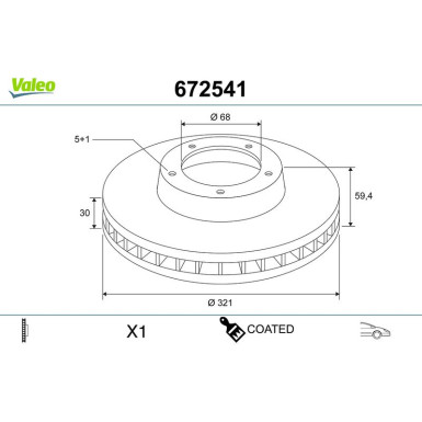 Valeo Bremsscheibe COATED 672541