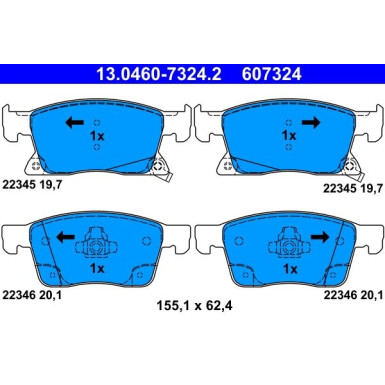 ATE Bremsbelagsatz, Scheibenbremse 13.0460-7324.2 ATE Bremsbelagsatz, Scheibenbremse 13.0460-7324.2