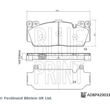Blue Print Bremsbelagsatz, Scheibenbremse ADBP420033 Blue Print Bremsbelagsatz, Scheibenbremse ADBP420033