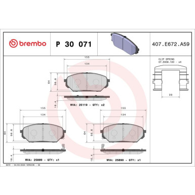 Brembo Bremsbelagsatz, Scheibenbremse PRIME LINE P 30 071