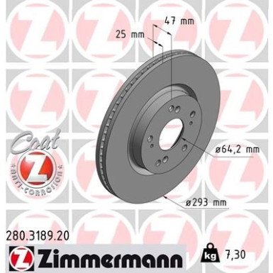 Zimmermann Bremsscheibe Coat Z 280.3189.20