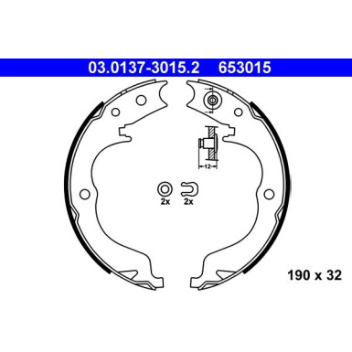 ATE Bremsbackensatz, Feststellbremse 03.0137-3015.2 ATE Bremsbackensatz, Feststellbremse 03.0137-3015.2