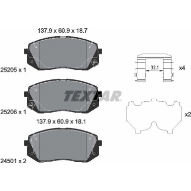 Textar Bremsbelagsatz, Scheibenbremse Q+ 2520504 Textar Bremsbelagsatz, Scheibenbremse Q+ 2520504