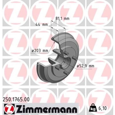 Zimmermann Bremstrommel 250.1765.00