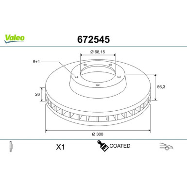 Valeo Bremsscheibe COATED 672545 Valeo Bremsscheibe COATED 672545