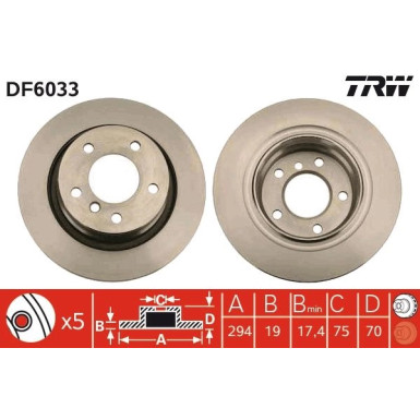 TRW Bremsscheibe DF6033 TRW Bremsscheibe DF6033