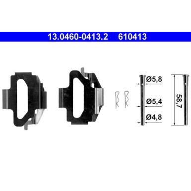 ATE Zubehörsatz, Scheibenbremsbelag 13.0460-0413.2 ATE Zubehörsatz, Scheibenbremsbelag 13.0460-0413.2