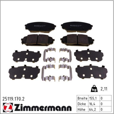 Zimmermann Bremsbelagsatz, Scheibenbremse 25119.170.2