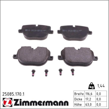 Zimmermann Bremsbelagsatz, Scheibenbremse 25085.170.1