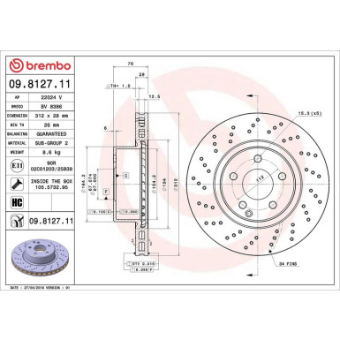 Brembo Bremsscheibe PRIME LINE - UV Coated 09.8127.11