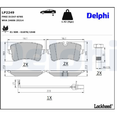 Delphi Bremsbelagsatz, Scheibenbremse LP2249