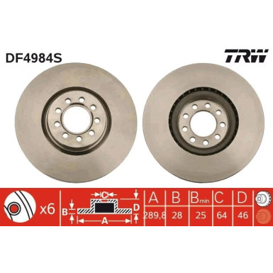 Bremsscheibe TRW SINGLE DF4984S Bremsscheibe TRW SINGLE DF4984S