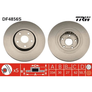 Bremsscheibe TRW SINGLE DF4856S Bremsscheibe TRW SINGLE DF4856S