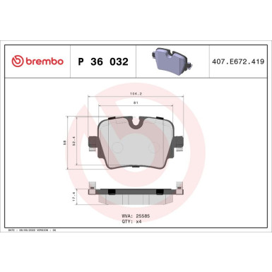 Brembo Bremsbelagsatz, Scheibenbremse PRIME LINE P 36 032