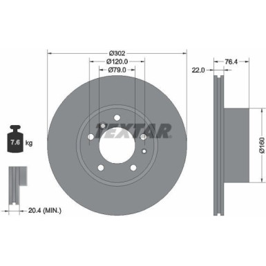 Textar Bremsscheibe PRO 92042203 Textar Bremsscheibe PRO 92042203