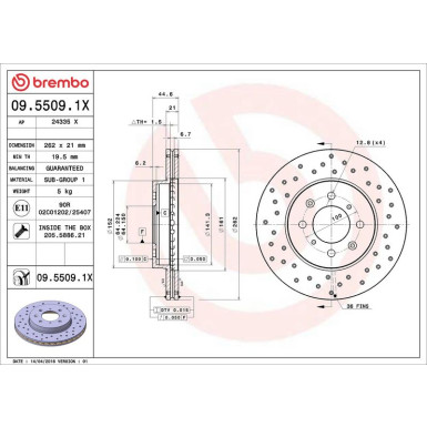Brembo Bremsscheibe XTRA LINE - Xtra 09.5509.1X Brembo Bremsscheibe XTRA LINE - Xtra 09.5509.1X