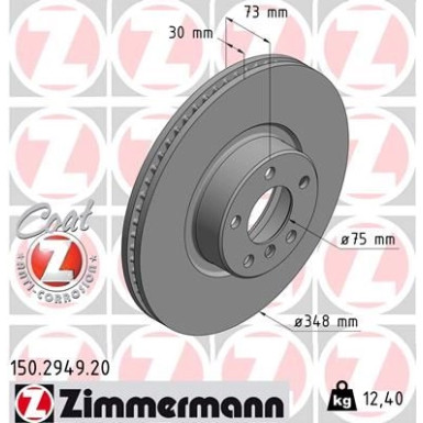 Zimmermann Bremsscheibe Coat Z 150.2949.20 Zimmermann Bremsscheibe Coat Z 150.2949.20