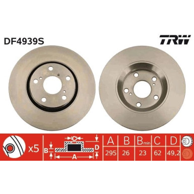 Bremsscheibe TRW SINGLE DF4939S Bremsscheibe TRW SINGLE DF4939S