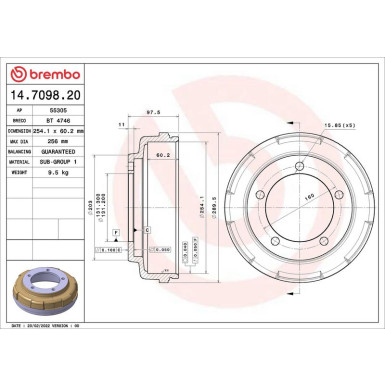 Brembo Bremstrommel ESSENTIAL LINE 14.7098.20