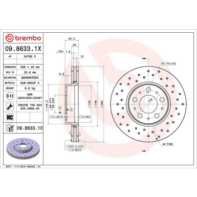 Bremsscheibe 09.8633.1X