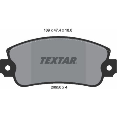 Textar Bremsbelagsatz, Scheibenbremse 2095005 Textar Bremsbelagsatz, Scheibenbremse 2095005