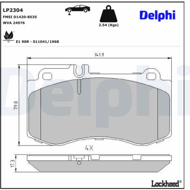 Delphi Bremsbelagsatz, Scheibenbremse LP2304