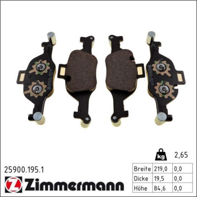 Zimmermann Bremsbelagsatz, Scheibenbremse 25900.195.1