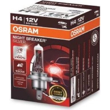 Osram Glühlampe, Fernscheinwerfer NIGHT BREAKER® SILVER H4 Faltschachtel 64193NBS