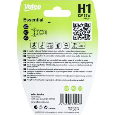 Valeo Glühlampe, Abbiegescheinwerfer ESSENTIAL 032002