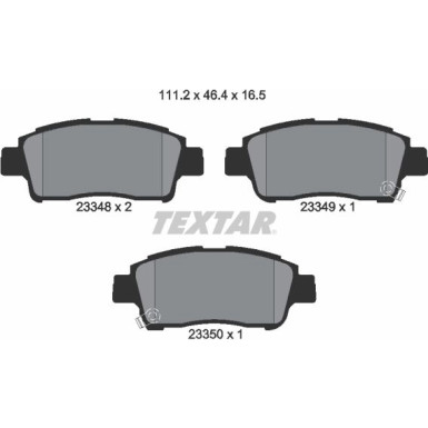 Textar Bremsbelagsatz, Scheibenbremse 2334803 Textar Bremsbelagsatz, Scheibenbremse 2334803