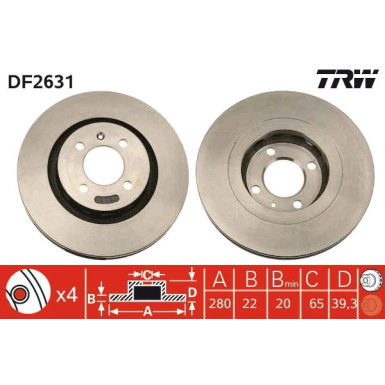TRW Bremsscheibe DF2631 TRW Bremsscheibe DF2631