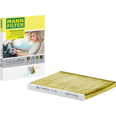 MANN-FILTER FP 2436 Innenraumfilter FreciousPlus Aktivkohlefilter mit Polyphenol, antibakteriell, Feinstaubfilter (PM 2.5) MANN-FILTER FP 2436 Innenraumfilter FreciousPlus Aktivkohlefilter mit Polyphenol, antibakteriell, Feinstaubfilter (PM 2.5)