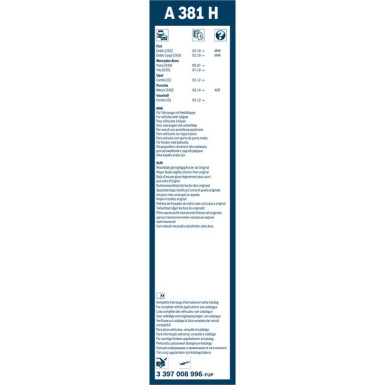 BOSCH A 381 H Scheibenwischer Rear Aerotwin 3 397 008 996 BOSCH A 381 H Scheibenwischer Rear Aerotwin 3 397 008 996