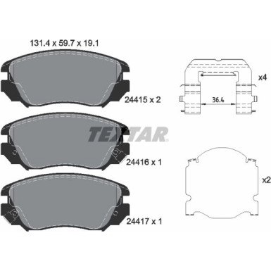 Textar Bremsbelagsatz, Scheibenbremse 2441501