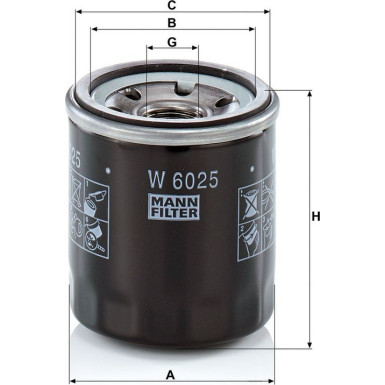 MANN-FILTER W 6025 Ölfilter M20x1.5, mit einem Rücklaufsperrventil, Anschraubfilter