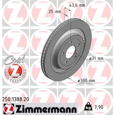 Zimmermann Bremsscheibe Coat Z 250.1388.20 Zimmermann Bremsscheibe Coat Z 250.1388.20