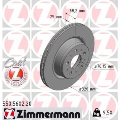 Zimmermann Bremsscheibe Coat Z 550.5602.20 Zimmermann Bremsscheibe Coat Z 550.5602.20