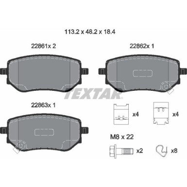 Textar Bremsbelagsatz, Scheibenbremse Q+ 2286101 Textar Bremsbelagsatz, Scheibenbremse Q+ 2286101